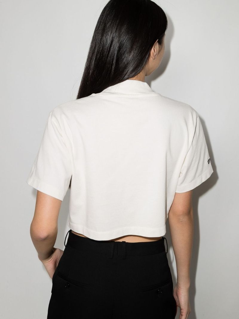 Logo Mock Neck Cropped T-shirt