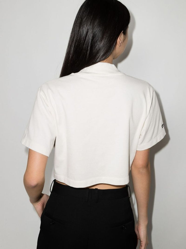 Logo Mock Neck Cropped T-shirt