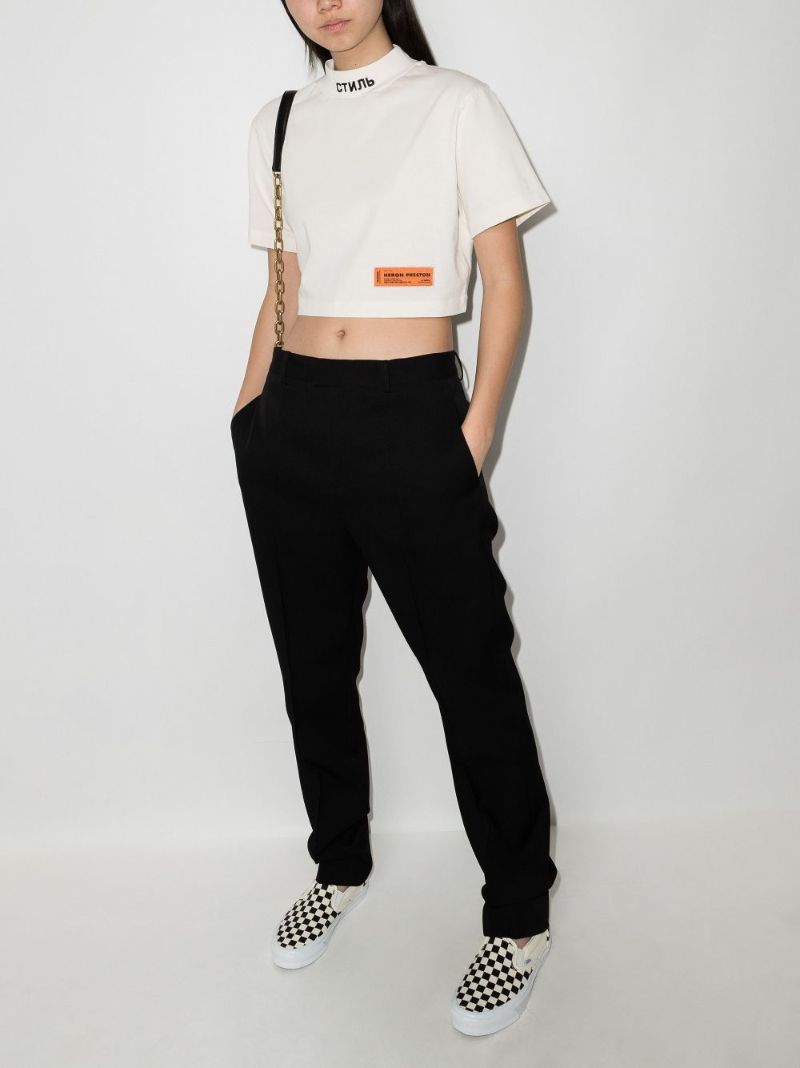 Logo Mock Neck Cropped T-shirt