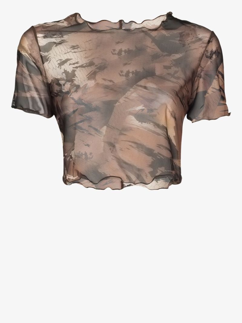 Camouflage Mesh Crop Top