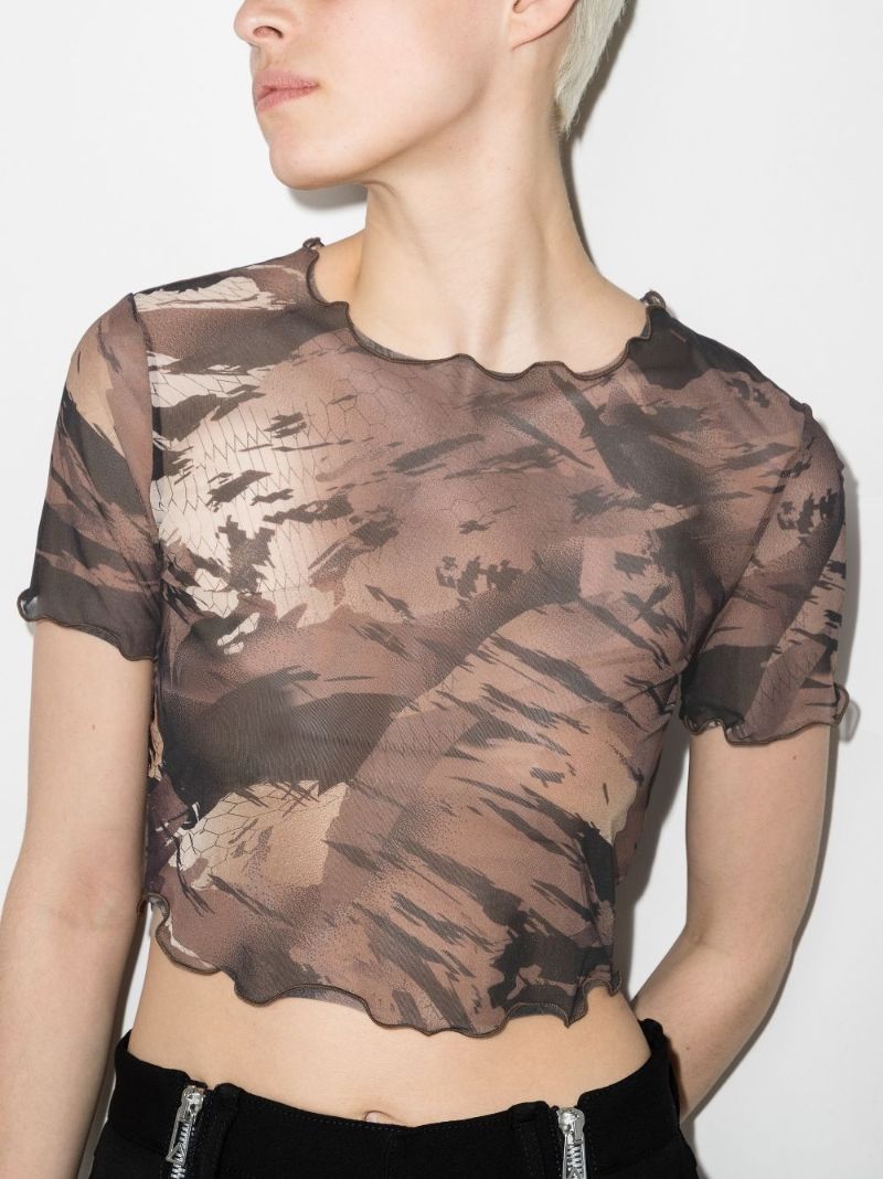 Camouflage Mesh Crop Top
