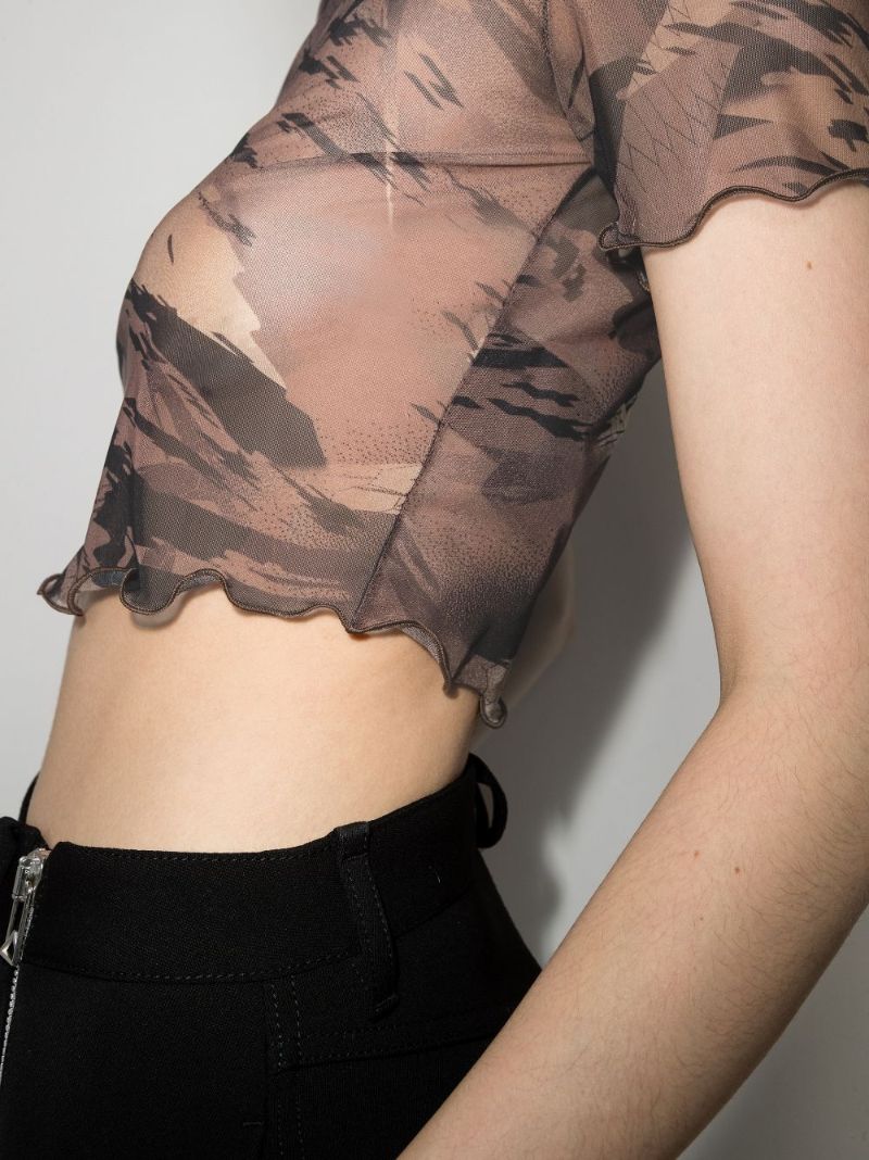 Camouflage Mesh Crop Top
