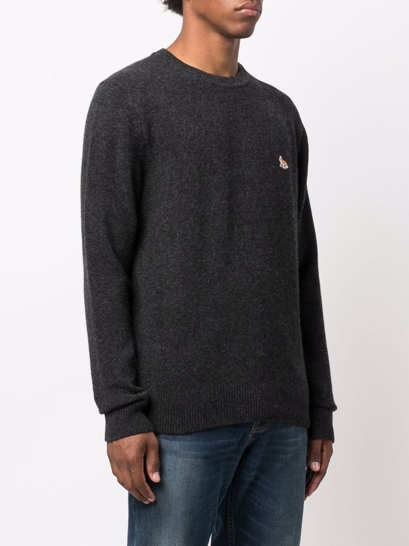 Grey Fox Patch Wool Sweater