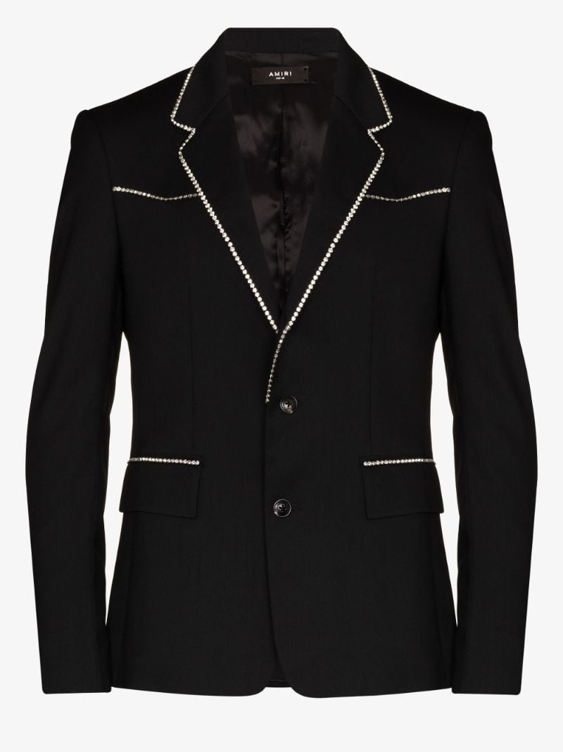 Crystal Trim Wool Blazer
