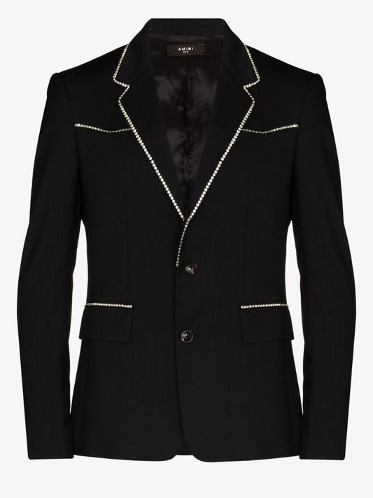 Crystal Trim Wool Blazer