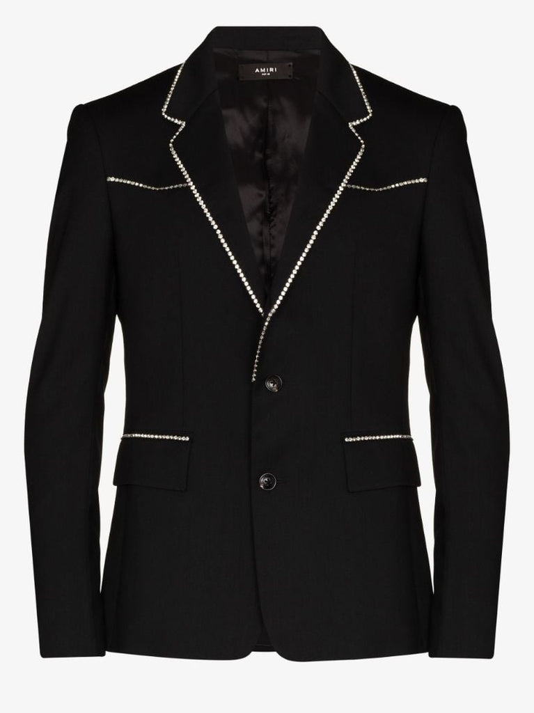 Crystal Trim Wool Blazer