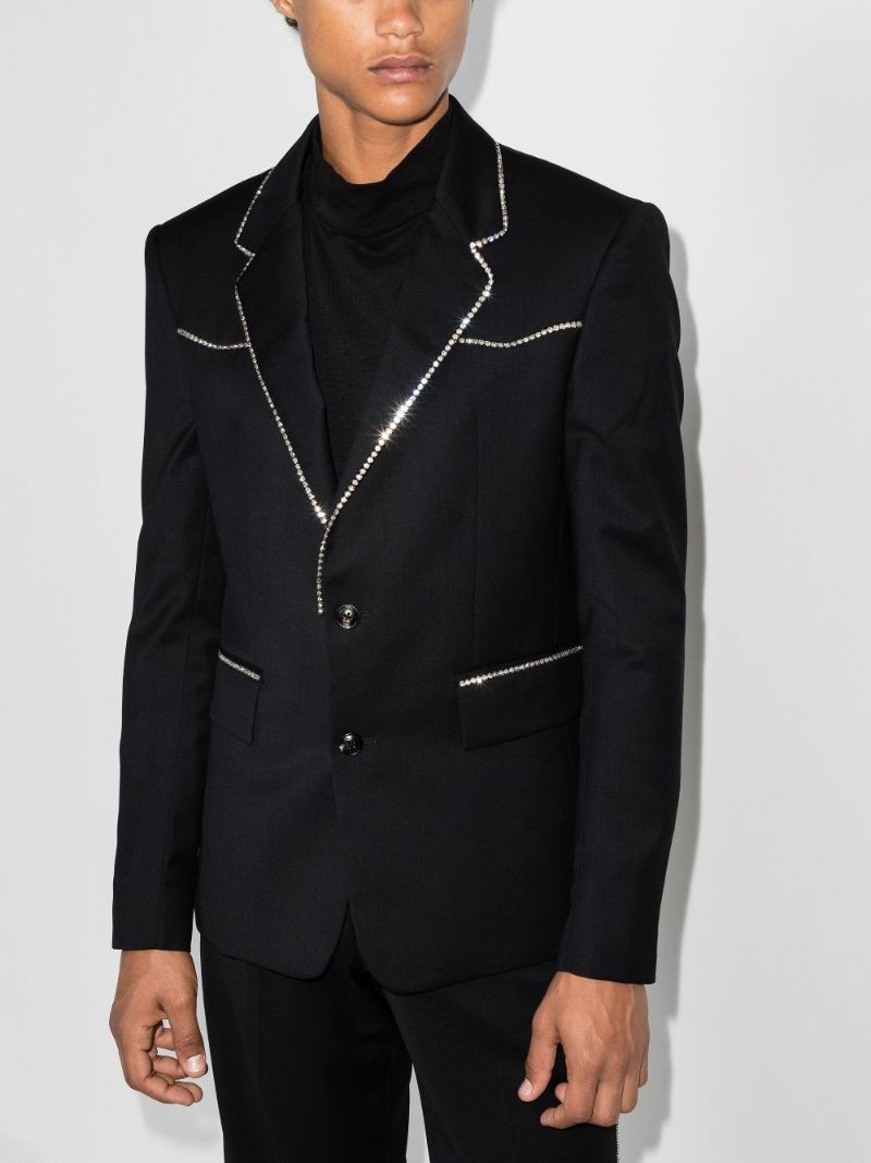 Crystal Trim Wool Blazer
