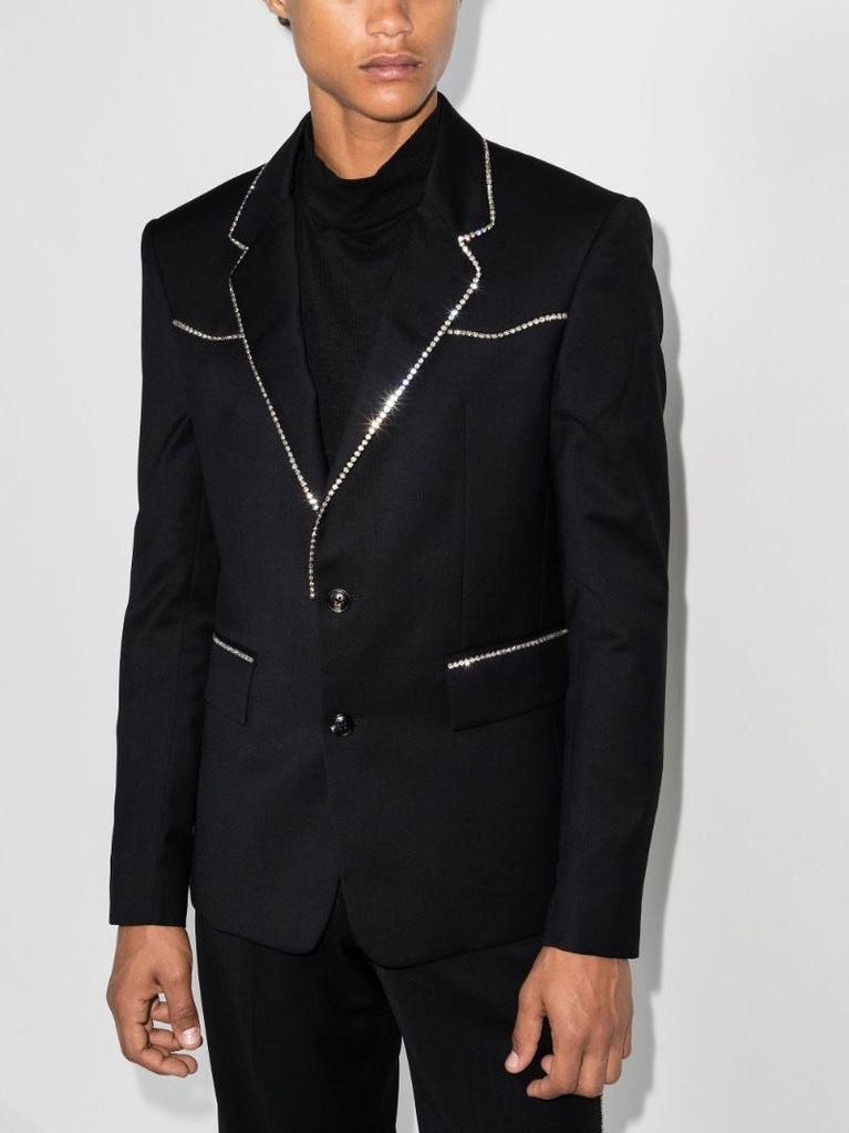 Crystal Trim Wool Blazer
