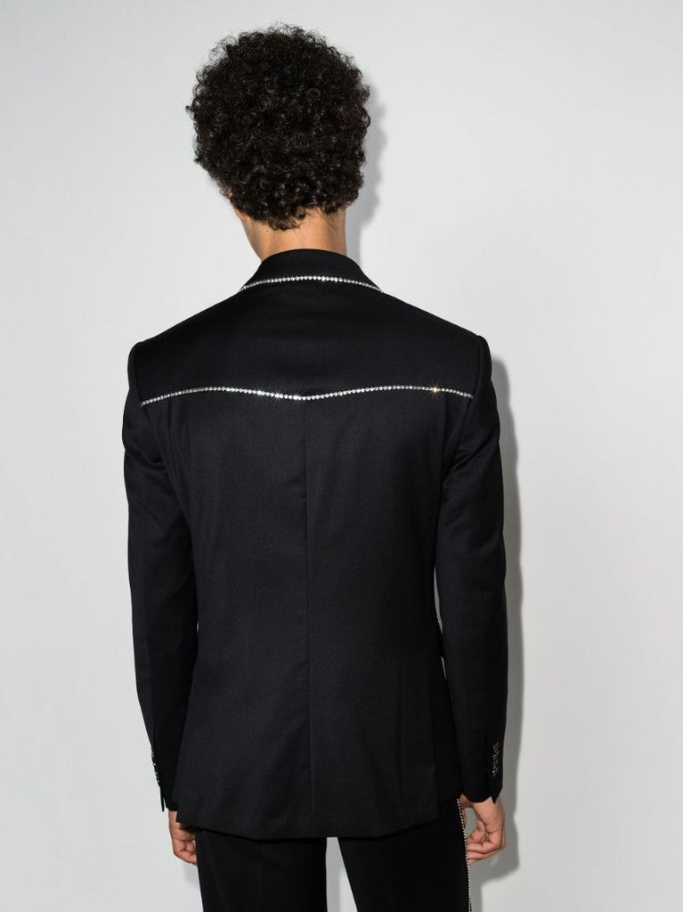 Crystal Trim Wool Blazer