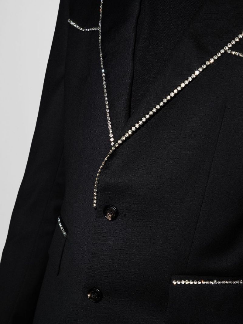 Crystal Trim Wool Blazer
