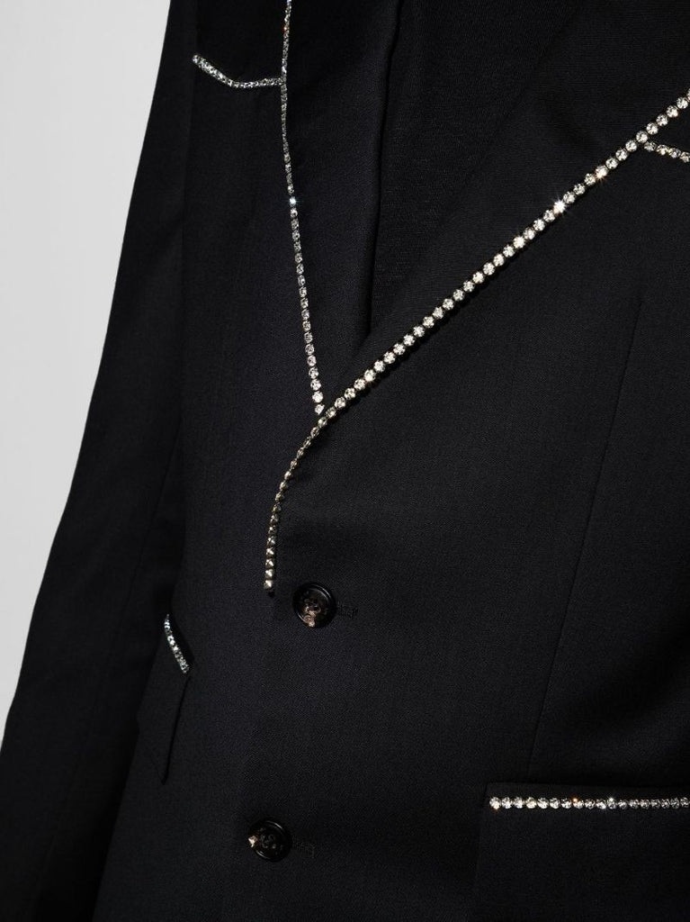 Crystal Trim Wool Blazer