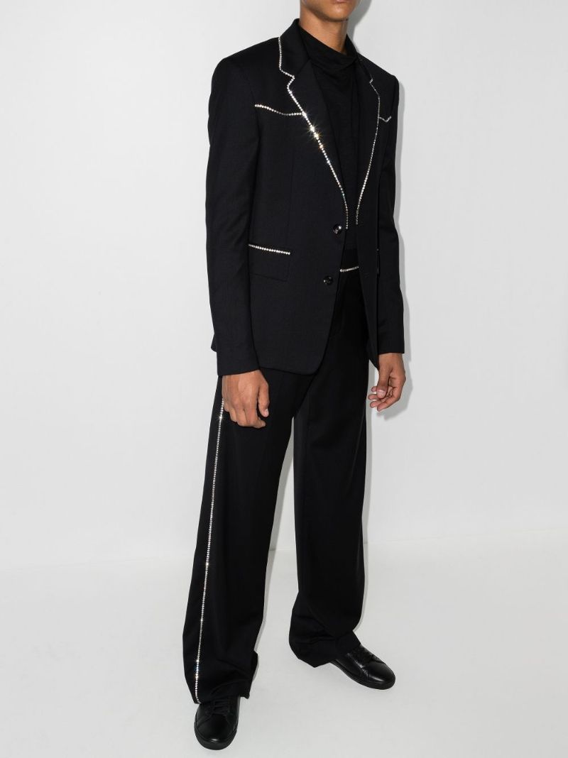 Crystal Trim Wool Blazer