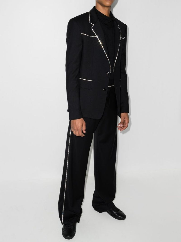 Crystal Trim Wool Blazer