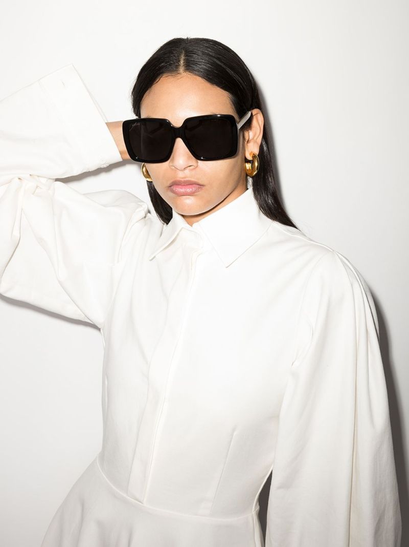 Black Crystal Square Tinted Sunglasses