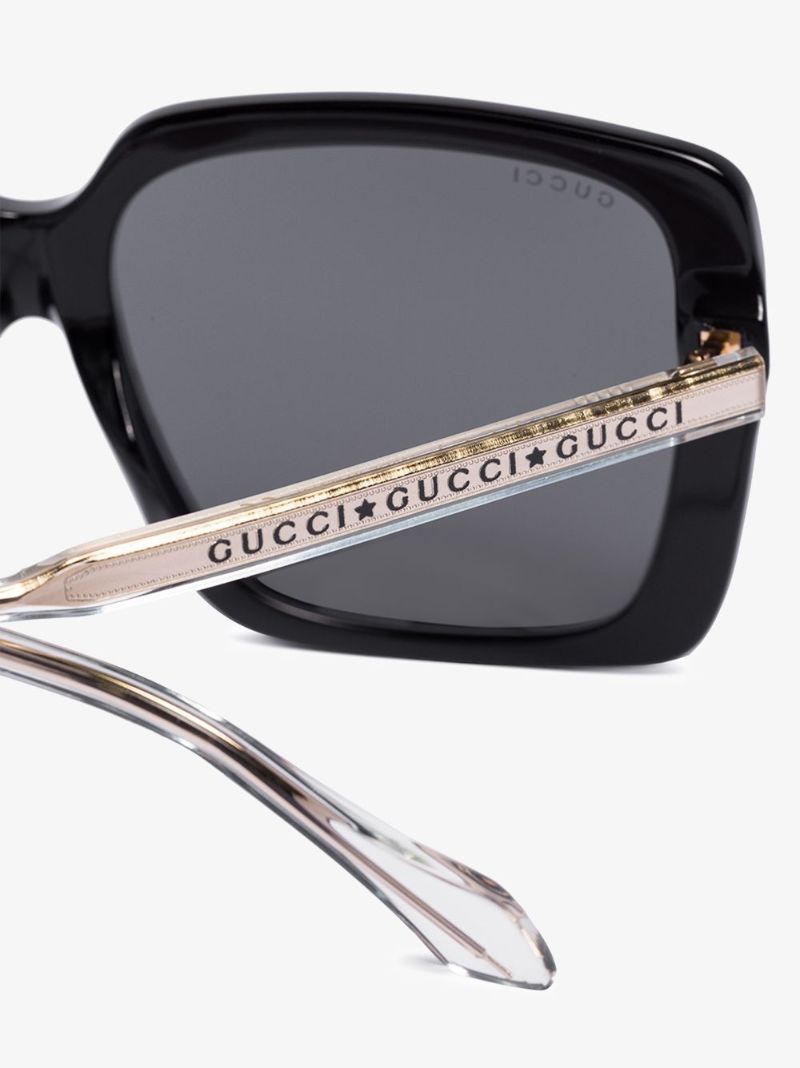 Black Crystal Square Tinted Sunglasses