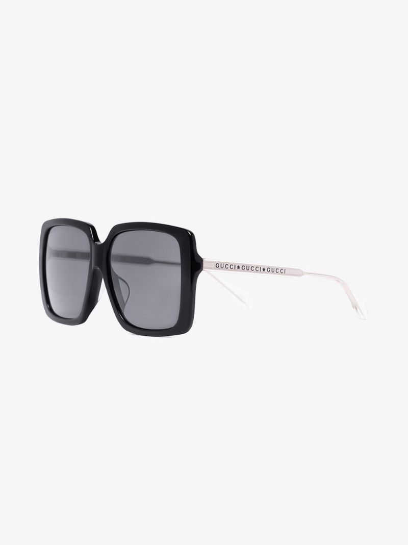 Black Crystal Square Tinted Sunglasses