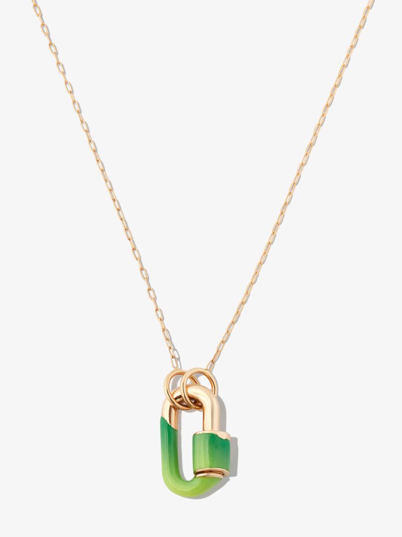 14k Yellow Gold Vert Chubby Baby Enamel Lock Charm