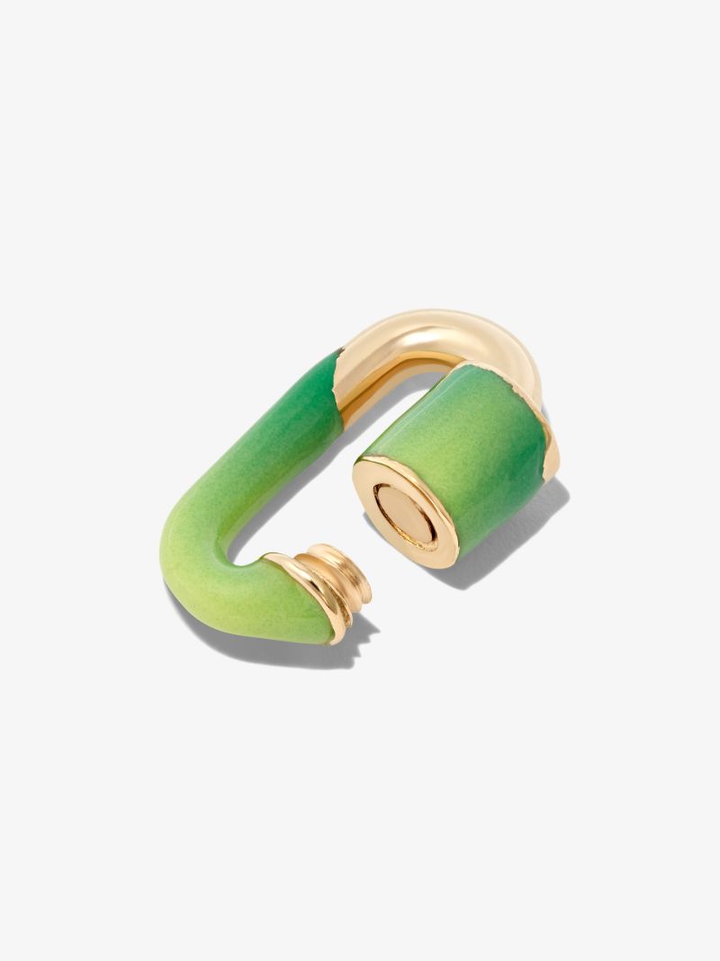 14k Yellow Gold Vert Chubby Baby Enamel Lock Charm