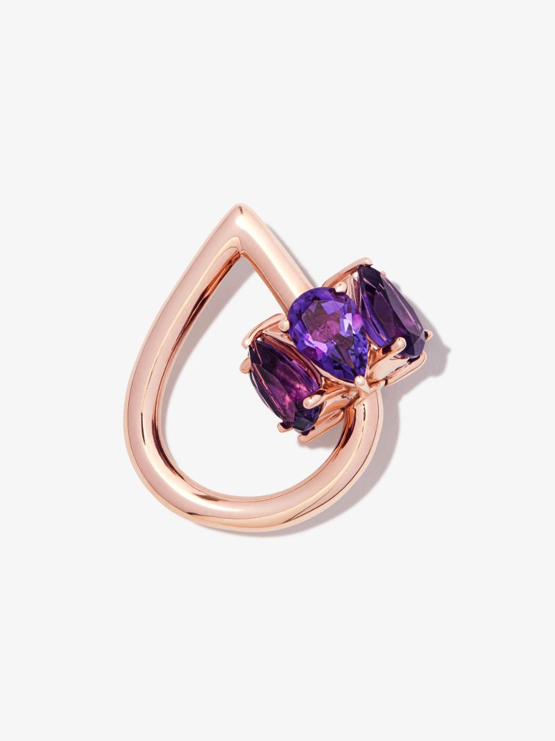 14k Rose Gold Stoned Chubby Droplock Amethyst Charm