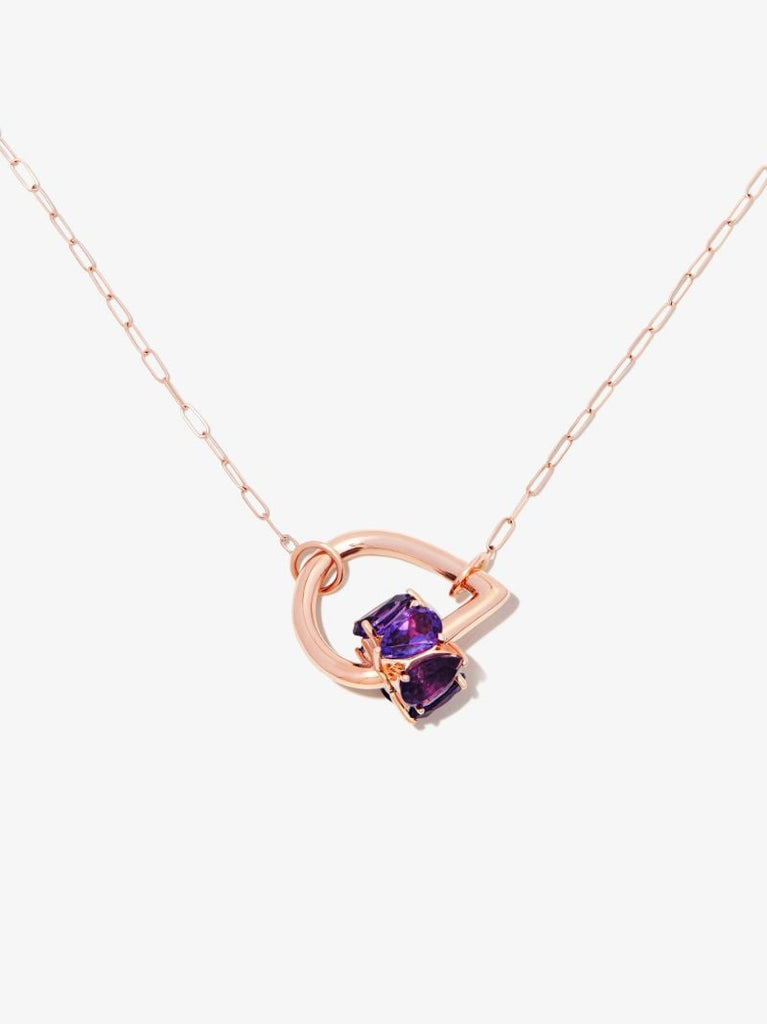 14k Rose Gold Stoned Chubby Droplock Amethyst Charm