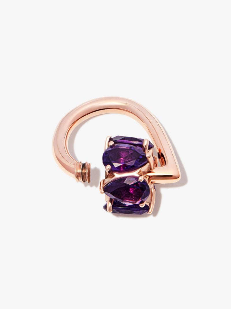 14k Rose Gold Stoned Chubby Droplock Amethyst Charm
