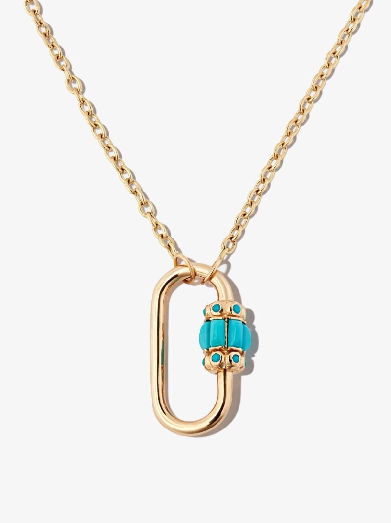 14k Yellow Gold Hatshepsut Turquoise Lock Charm