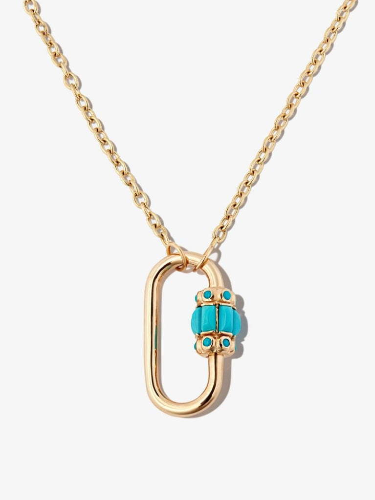 14k Yellow Gold Hatshepsut Turquoise Lock Charm