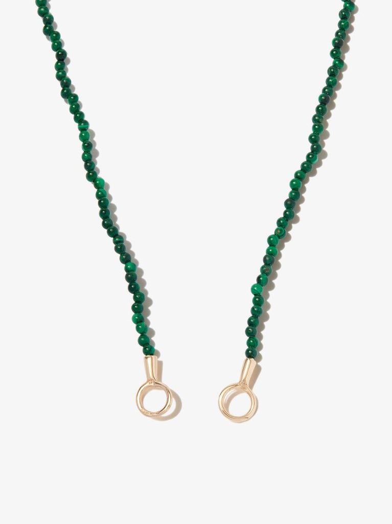 14k Yellow Gold Itty Bitty Strand 16 Inch Malachite Necklace