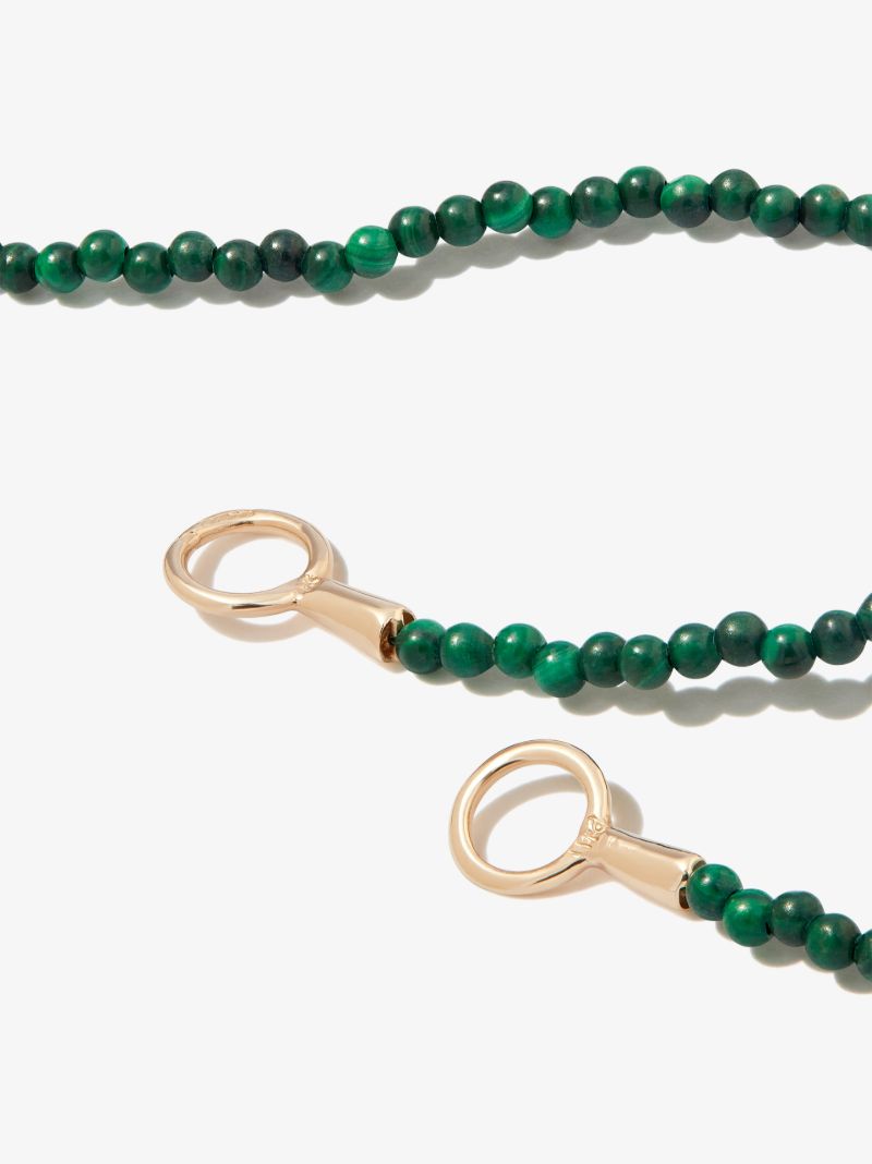 14k Yellow Gold Itty Bitty Strand 16 Inch Malachite Necklace
