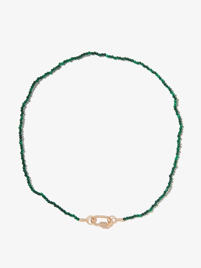 14k Yellow Gold Itty Bitty Strand 16 Inch Malachite Necklace