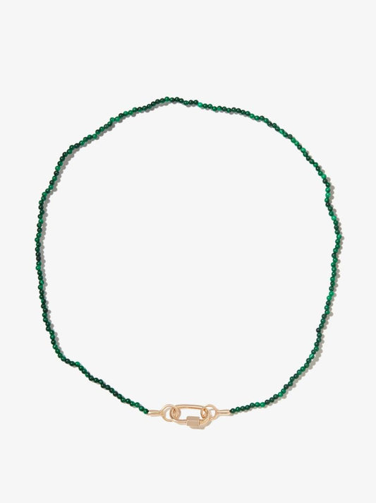 14k Yellow Gold Itty Bitty Strand 16 Inch Malachite Necklace