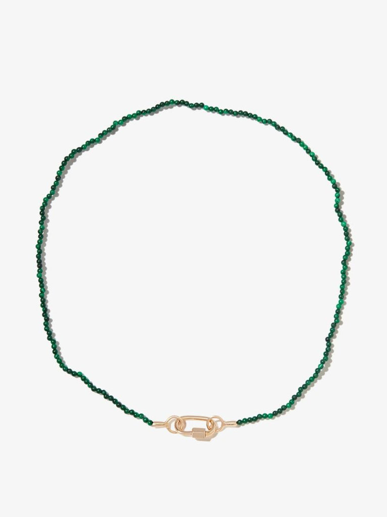 14k Yellow Gold Itty Bitty Strand 16 Inch Malachite Necklace