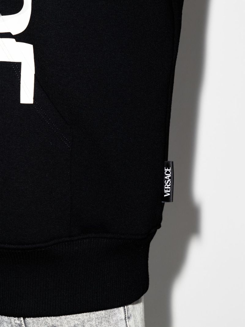 Logo Print Zip-up Cotton Hoodie