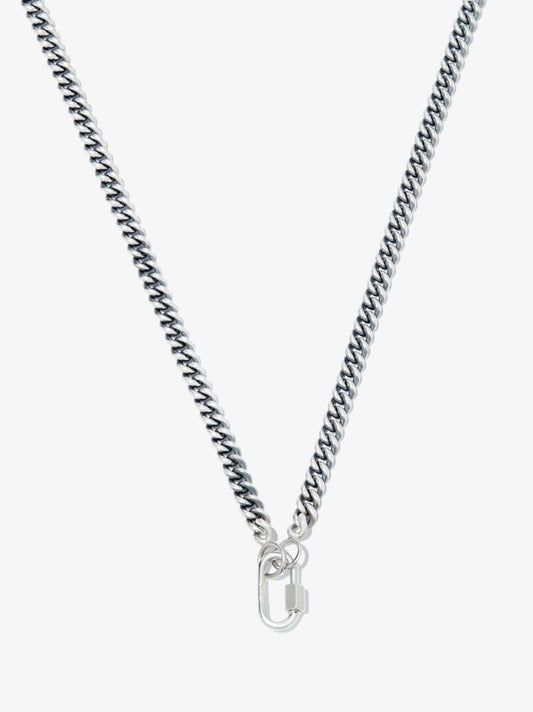 Sterling Silver and 14k White Gold Heavy Curb Chain 18 Inch Necklace