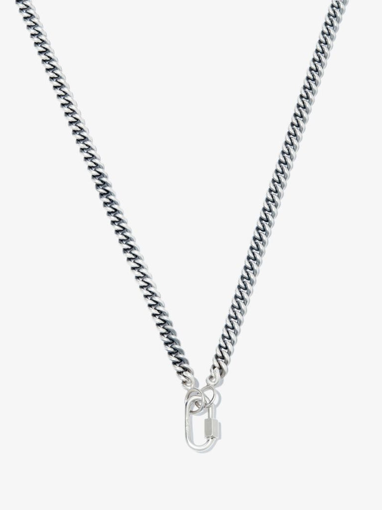 Sterling Silver and 14k White Gold Heavy Curb Chain 18 Inch Necklace