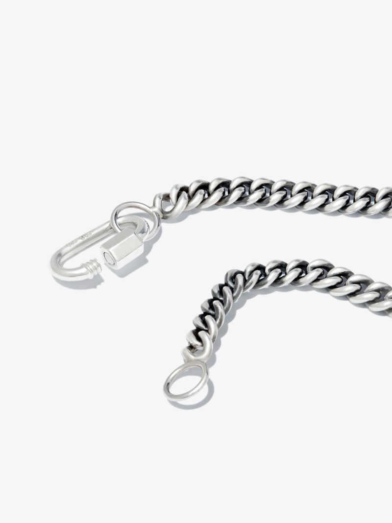 Sterling Silver and 14k White Gold Heavy Curb Chain 18 Inch Necklace