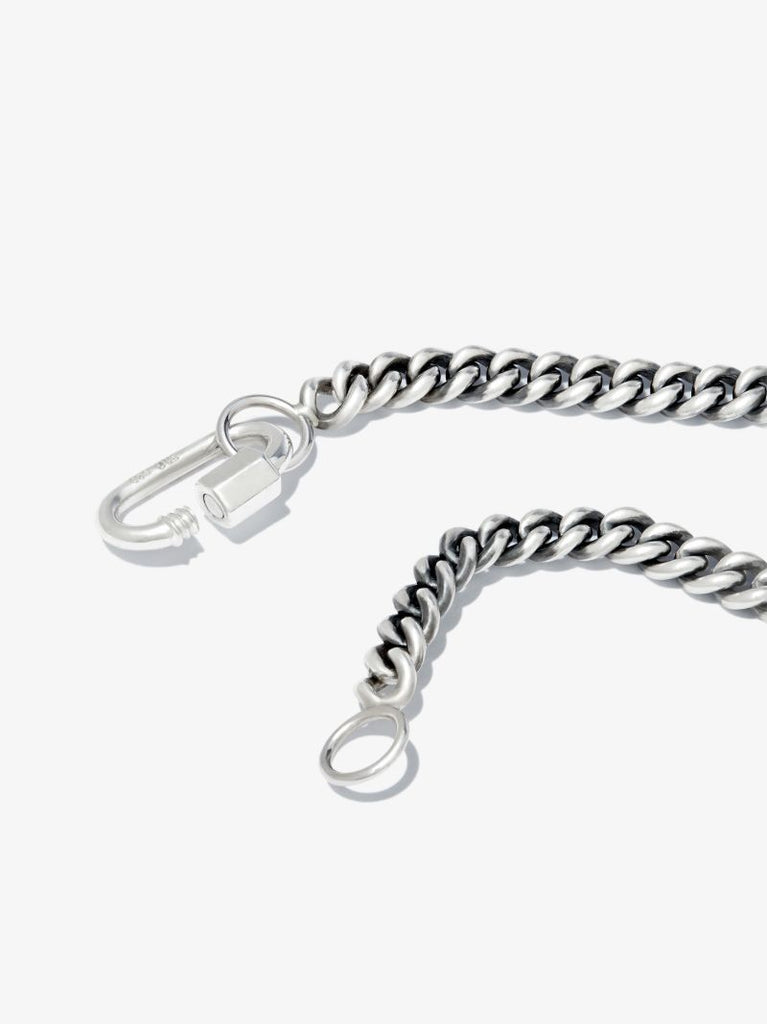 Sterling Silver and 14k White Gold Heavy Curb Chain 18 Inch Necklace