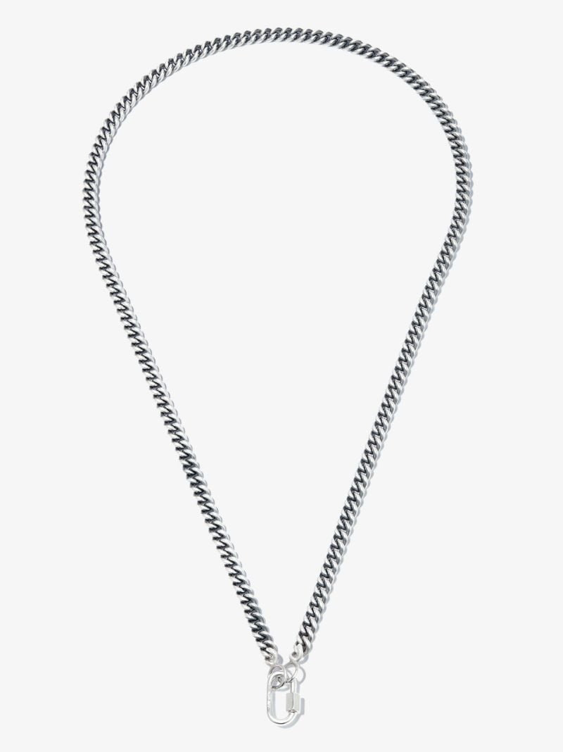 Sterling Silver and 14k White Gold Heavy Curb Chain 18 Inch Necklace
