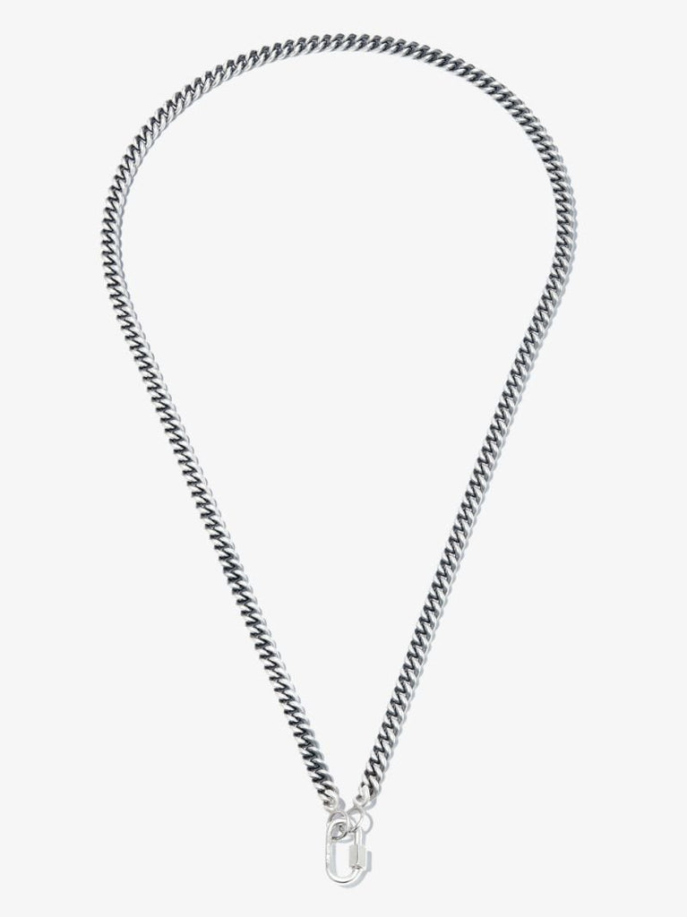 Sterling Silver and 14k White Gold Heavy Curb Chain 18 Inch Necklace