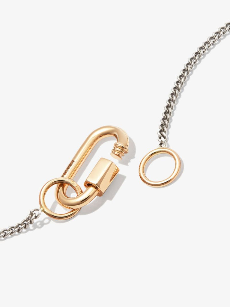 14k Yellow Gold and Sterling Silver Baby Lock Fine Curb Chain 22 Inch Necklace