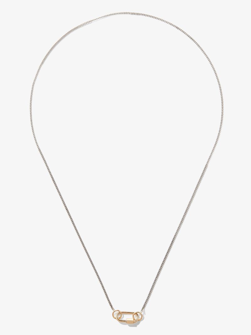 14k Yellow Gold and Sterling Silver Baby Lock Fine Curb Chain 22 Inch Necklace