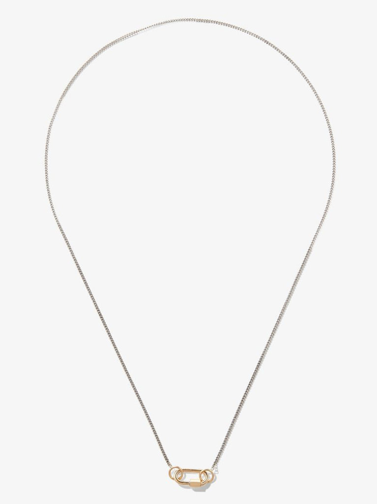 14k Yellow Gold and Sterling Silver Baby Lock Fine Curb Chain 22 Inch Necklace