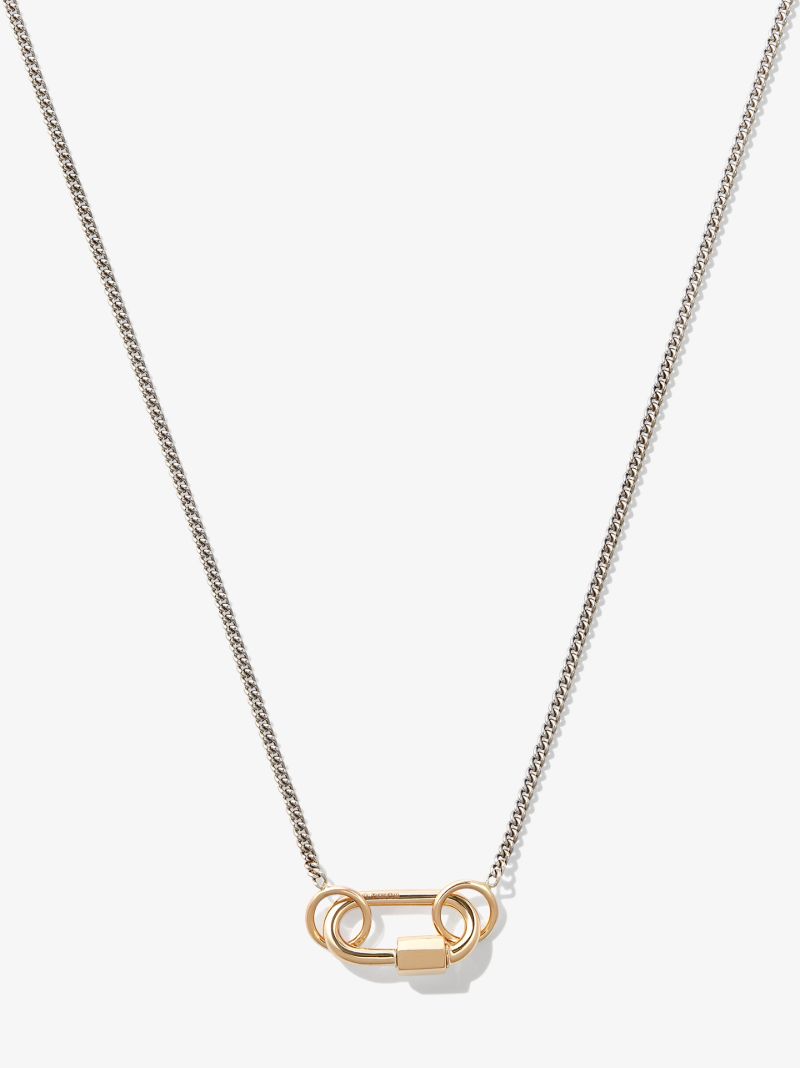 14k Yellow Gold and Sterling Silver Baby Lock Fine Curb Chain 22 Inch Necklace