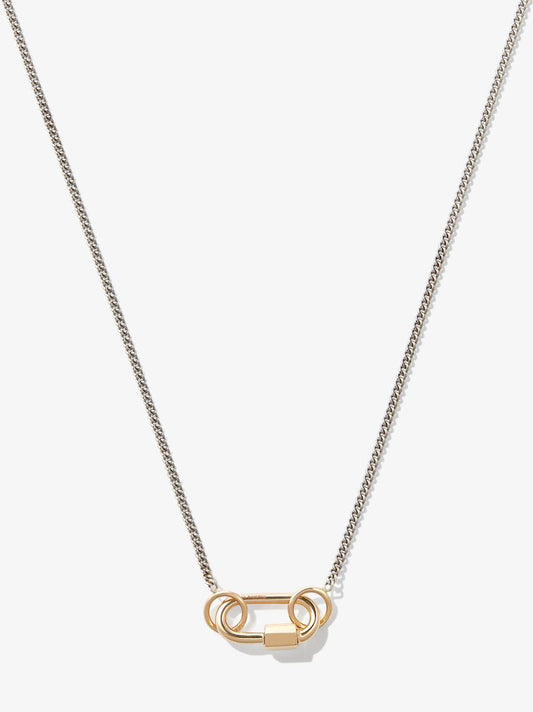 14k Yellow Gold and Sterling Silver Baby Lock Fine Curb Chain 22 Inch Necklace