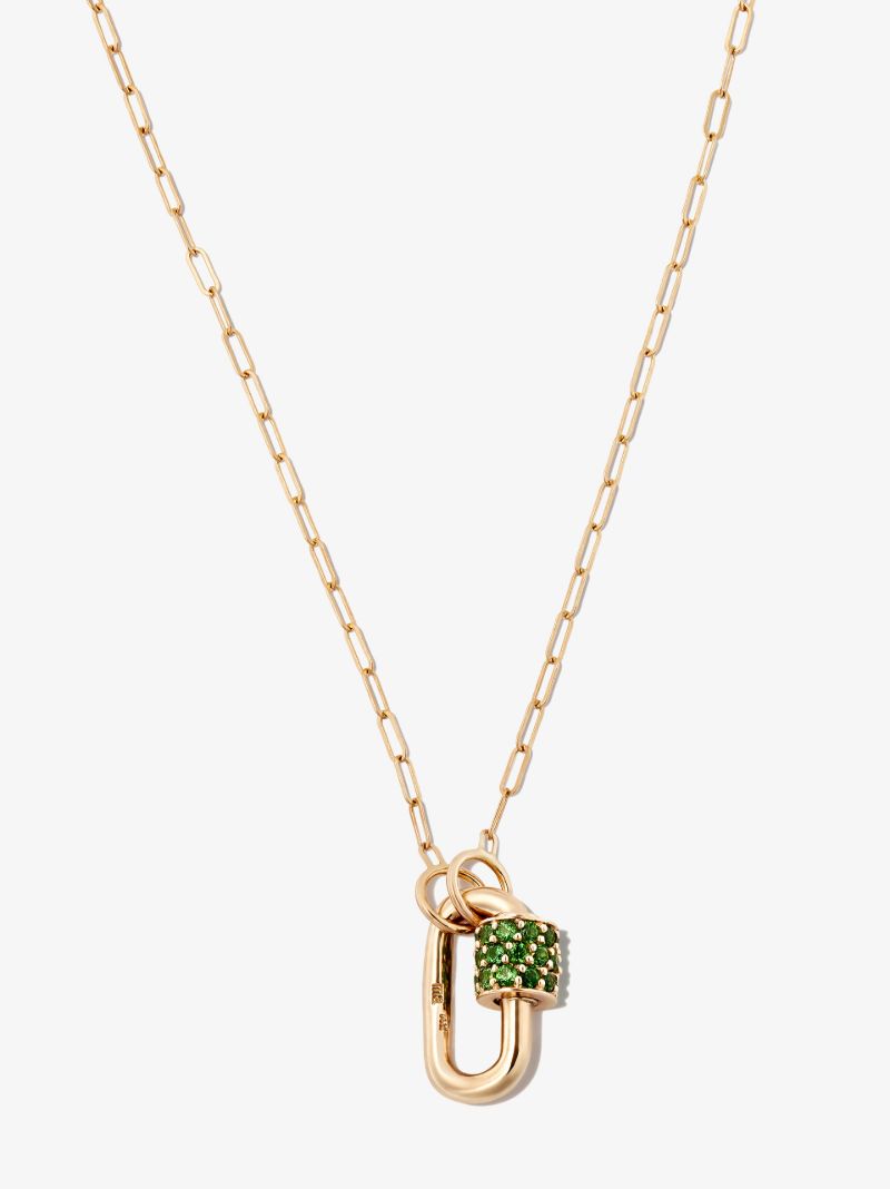 14k Yellow Gold Stoned Chubby Babylock Tsavorite Lock