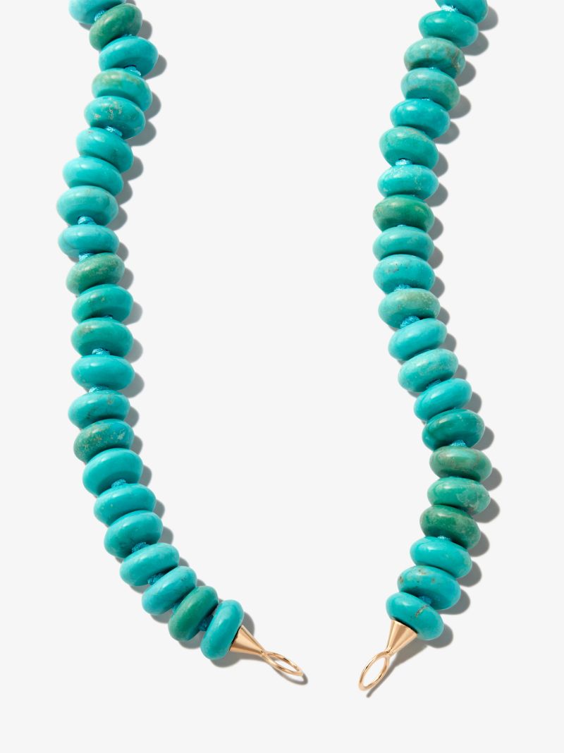 14k Yellow Gold 16 Inch Turquoise Beaded Necklace Chain