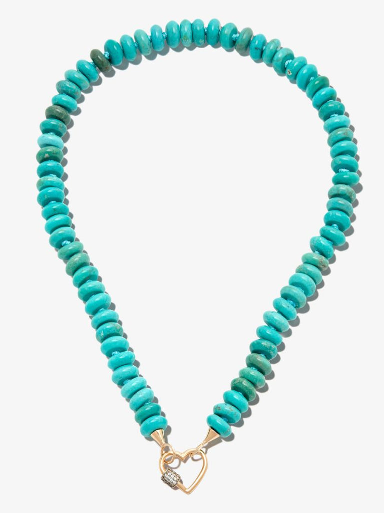 14k Yellow Gold 16 Inch Turquoise Beaded Necklace Chain