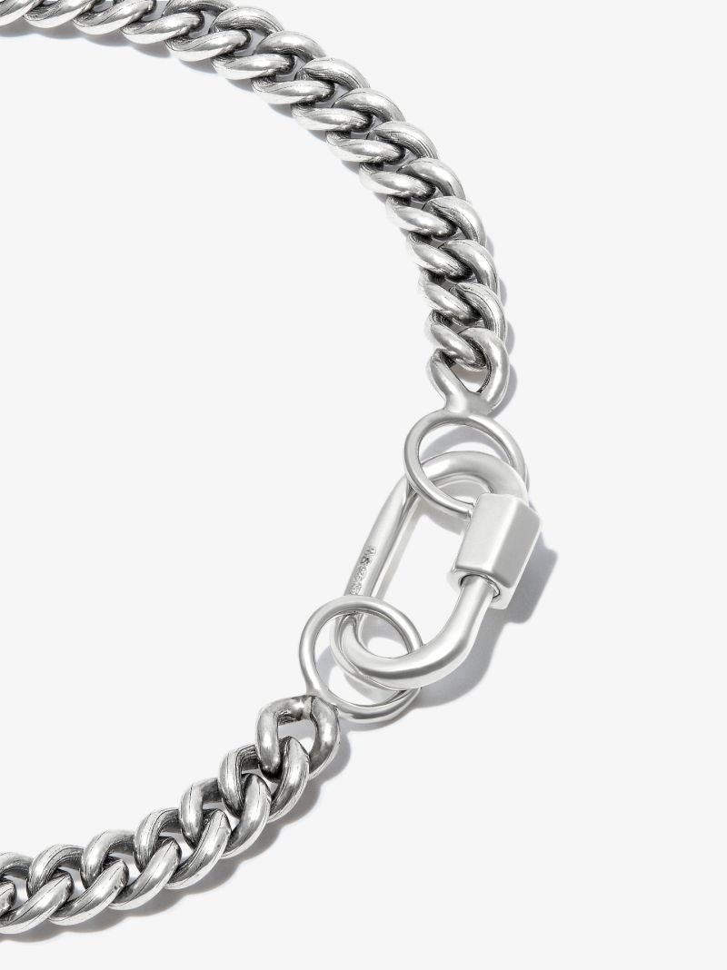 14k White Gold and Sterling Silver Heavy Curb Chain 7.5 Inch Bracelet