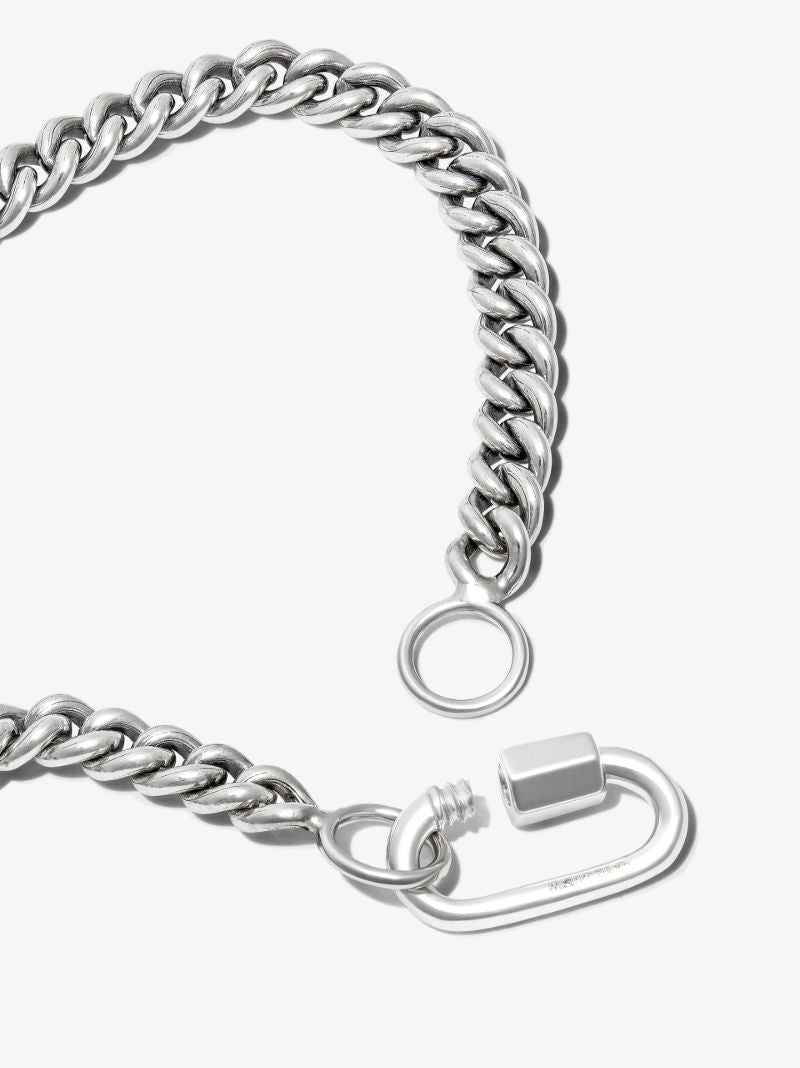 14k White Gold and Sterling Silver Heavy Curb Chain 7.5 Inch Bracelet