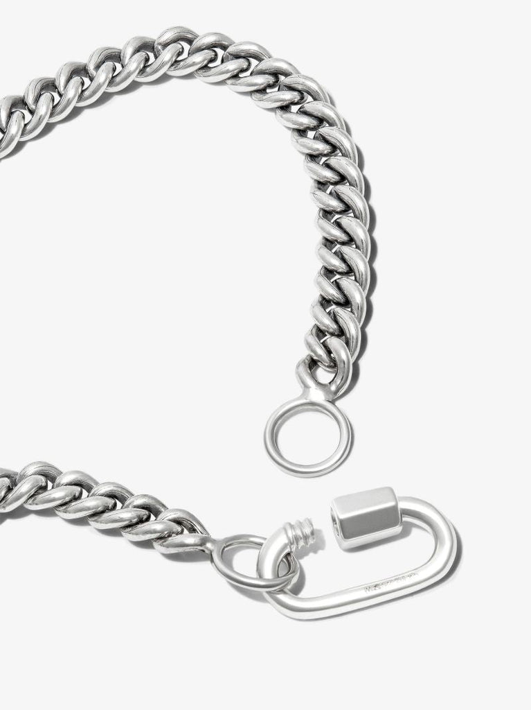 14k White Gold and Sterling Silver Heavy Curb Chain 7.5 Inch Bracelet